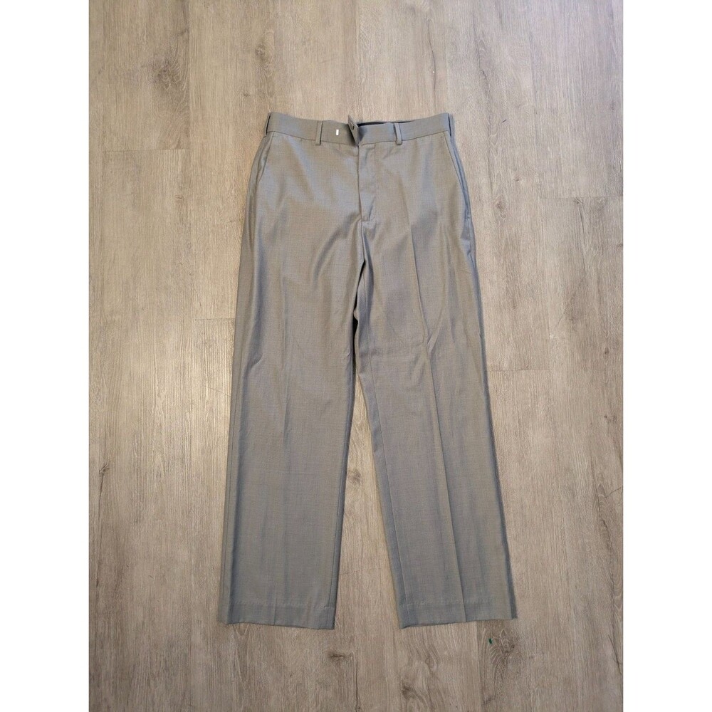 Perry Ellis Portfolio Pants Mens Gray Taupe Flat Front Straight Leg 30x30